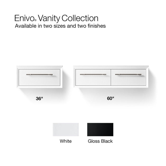 KOHLER K-CM33563-BD1 Enivo 60" wall-hung bathroom vanity cabinet with sinks and quartz top, gloss black - view 2