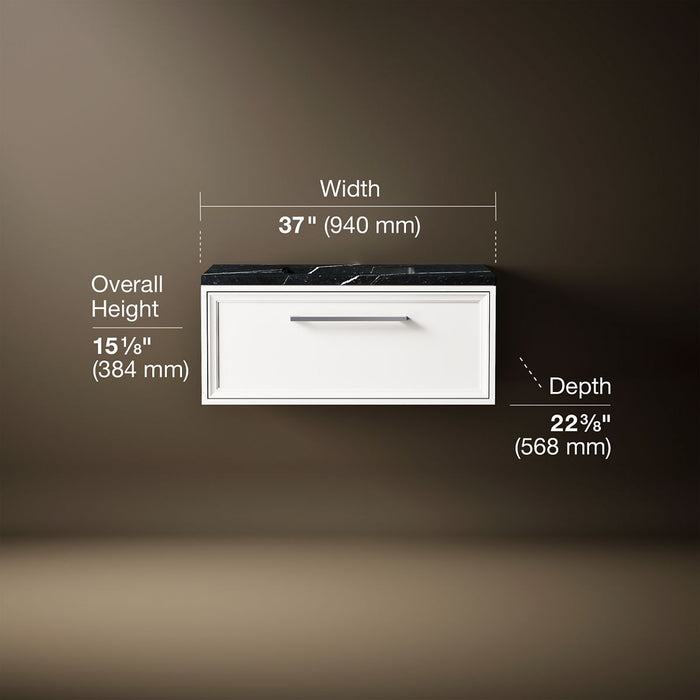 3/4 view of product with dimensions