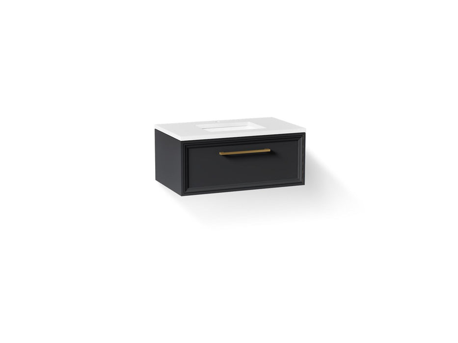 KOHLER K-CM33566-BD22 Lodern 36" Wall-hung Bathroom Vanity Cabinet with Sink and Quartz Top, Slate Grey - 3/4 view of product