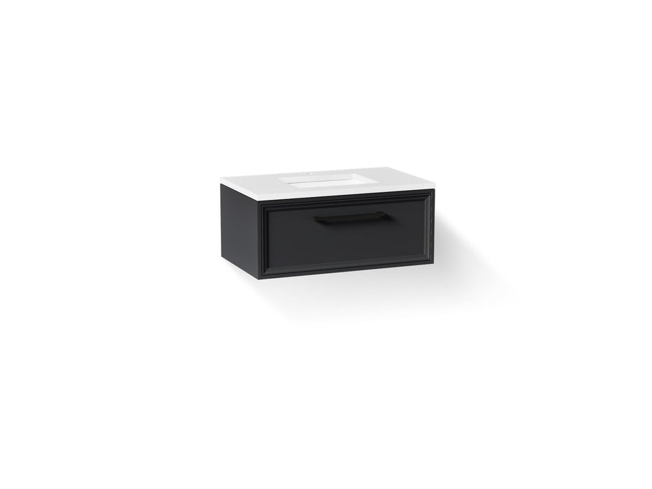 KOHLER K-CM33566-BD22 Lodern 36" Wall-hung Bathroom Vanity Cabinet with Sink and Quartz Top, Slate Grey - 3/4 view of product