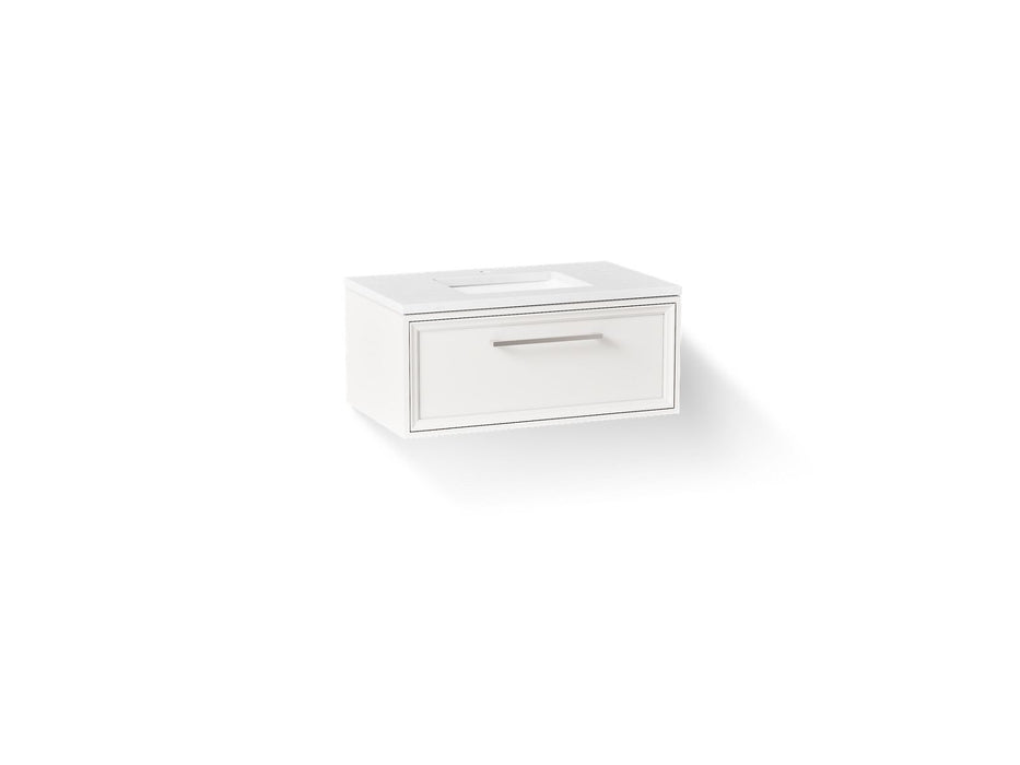KOHLER K-CM33566-BD1 Lodern 36" wall-hung bathroom vanity cabinet with sink and quartz top, linen white