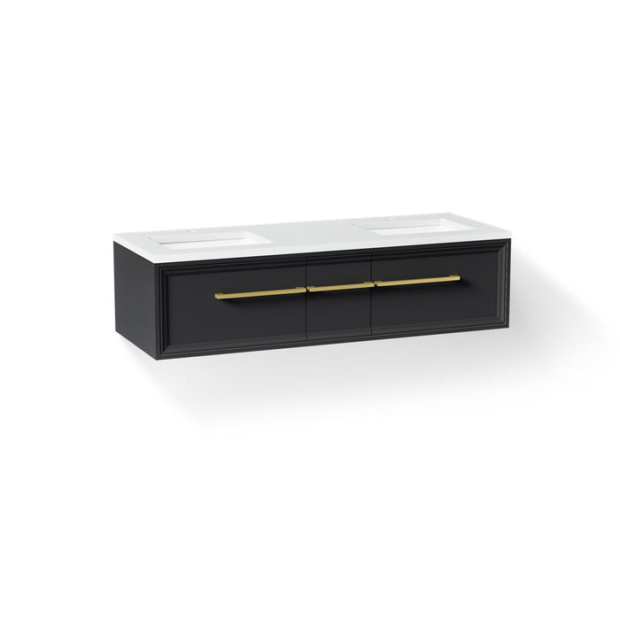 KOHLER K-CM33567-BD23 Lodern 60" Wall-hung Bathroom Vanity Cabinet with Sinks and Quartz Top, Slate Grey - 3/4 view of produc