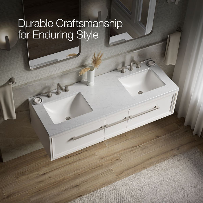 KOHLER K-CM33567-BD1 Lodern 60" wall-hung bathroom vanity cabinet with sinks and quartz top
