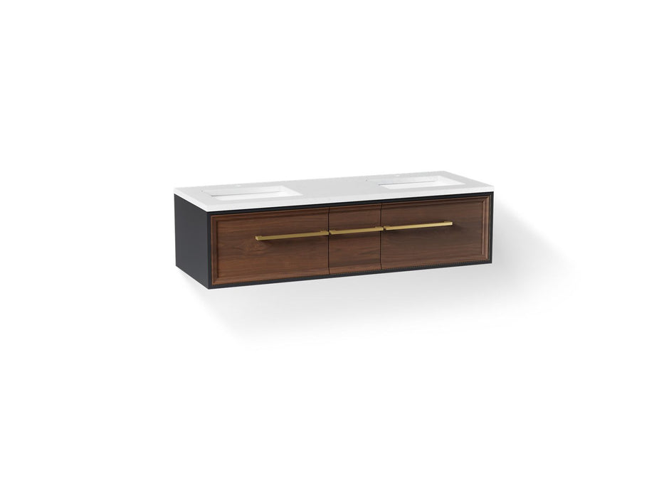 KOHLER K-CM33567-BD1 Lodern 60" wall-hung bathroom vanity cabinet with sinks and quartz top