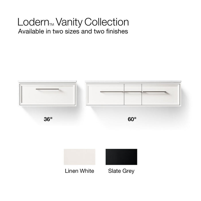 KOHLER K-CM33567-BD1 Lodern 60" wall-hung bathroom vanity cabinet with sinks and quartz top