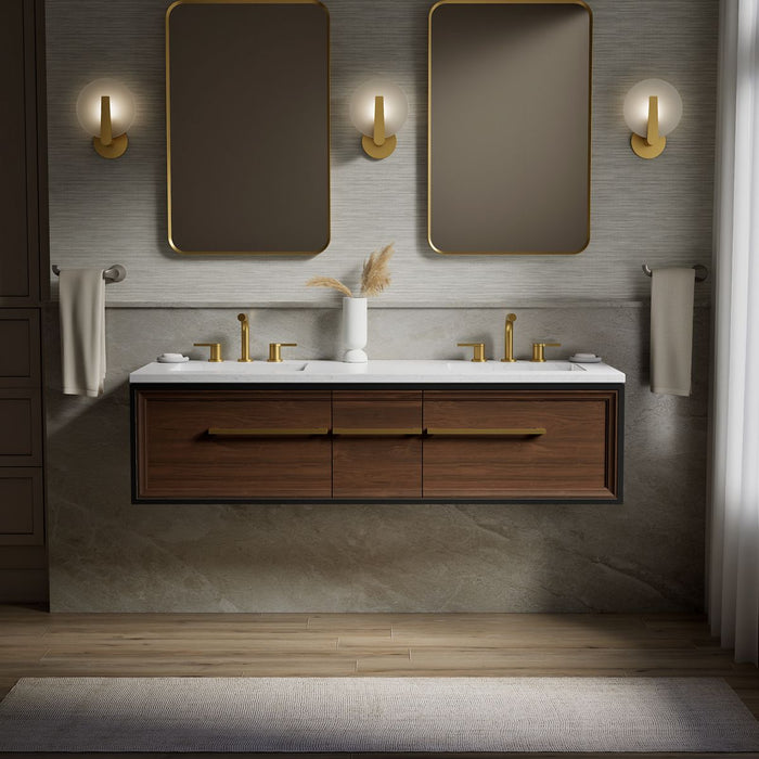 KOHLER K-CM33567-BD1 Lodern 60" wall-hung bathroom vanity cabinet with sinks and quartz top
