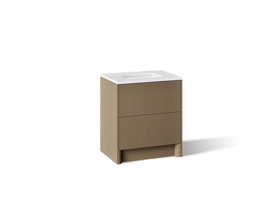 KOHLER K-CM39266-BD1 Statement 30" Bathroom Vanity Set with Sink and Quartz Top, Pale Oak - 3/4 view of product