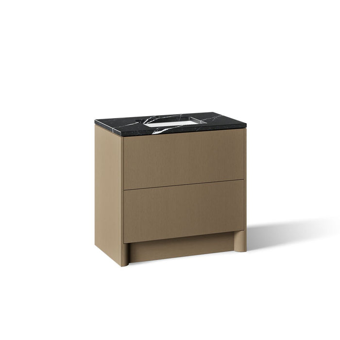 KOHLER K-CM39267-BD1 Statement 36" Bathroom Vanity Set with Sink and Quartz Top, Pale Oak - 3/4 view of product