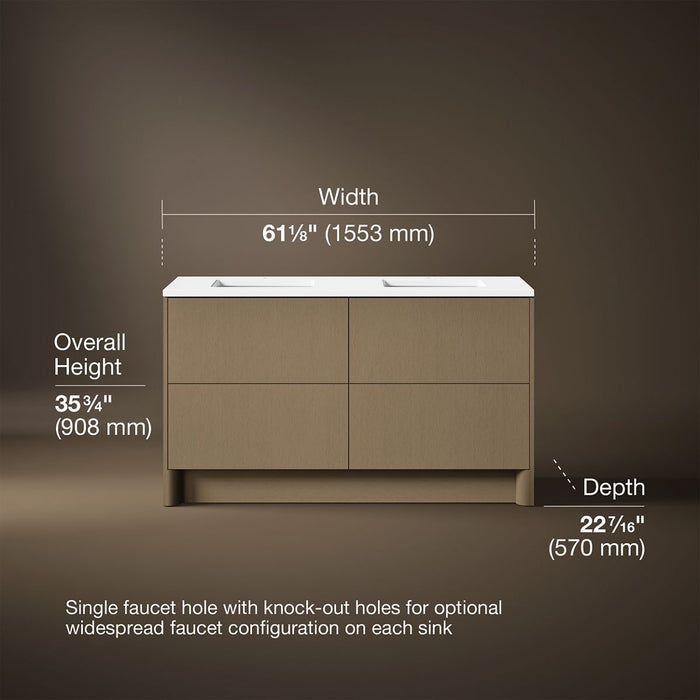 3/4 view of product with dimensions