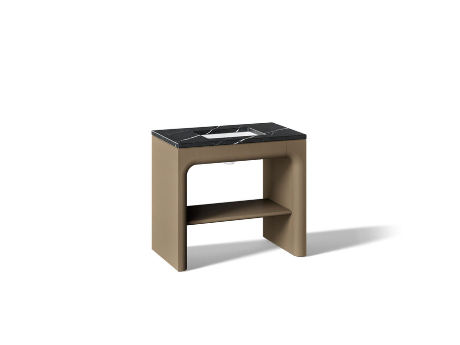 KOHLER K-CM39272-BD1 Statement 36" Console-style Bathroom Vanity Set with Sink and Quartz Top, Pale Oak - 3/4 view of product