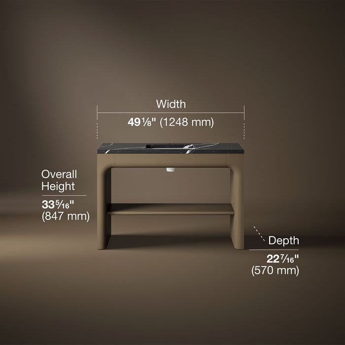 3/4 view of product with dimensions