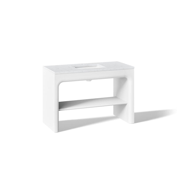 KOHLER K-CM39273-BD1 Statement 48" Console-style Bathroom Vanity Set with Sink and Quartz Top, White - 3/4 view of product