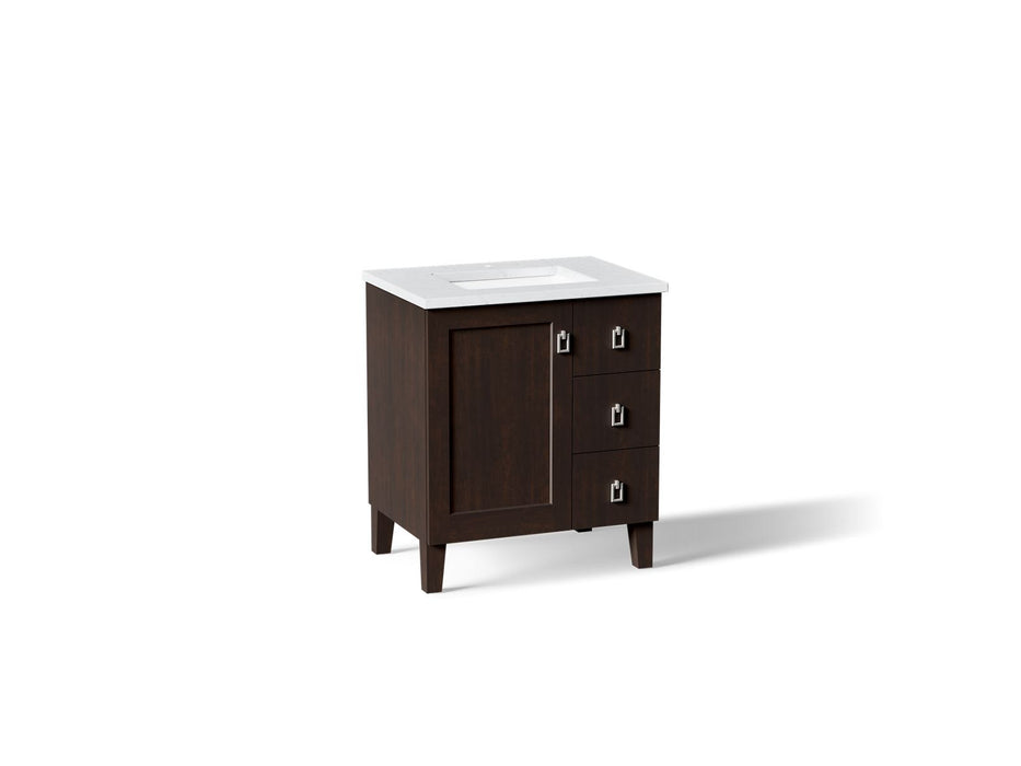 KOHLER K-CM99530-BD1 Poplin 30" bathroom vanity cabinet with sink and quartz top