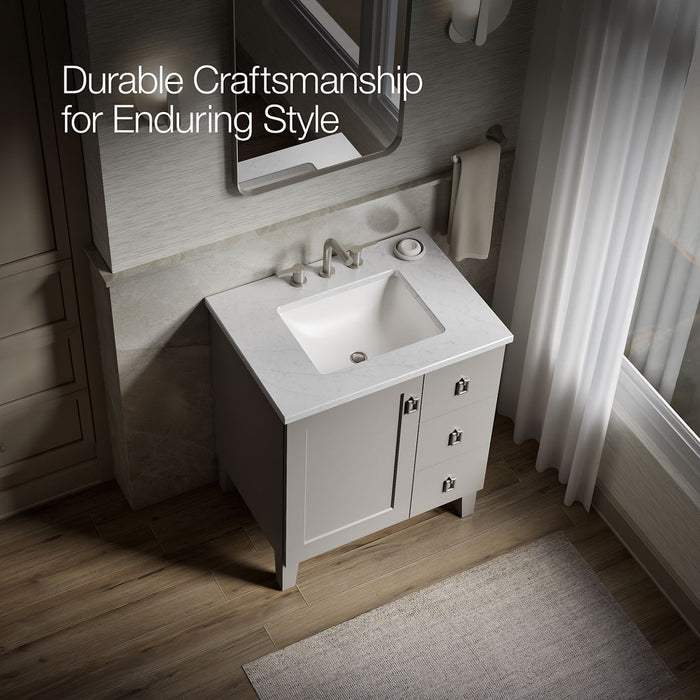 KOHLER K-CM99530-BD1 Poplin 30" bathroom vanity cabinet with sink and quartz top