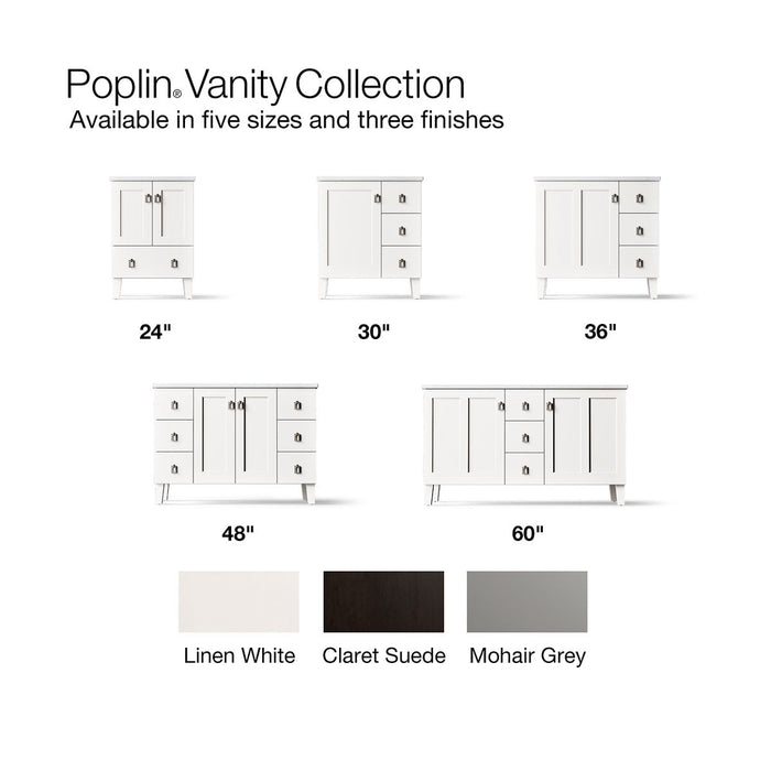 KOHLER K-CM99533-BD1 Poplin 36" bathroom vanity cabinet with sink and quartz top, claret suede - view 2