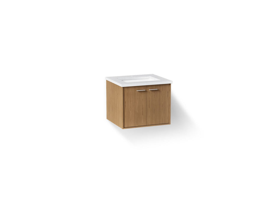 KOHLER K-CM99539-BD1 Jute 24" wall-hung bathroom vanity cabinet with sink and quartz top, walnut flax
