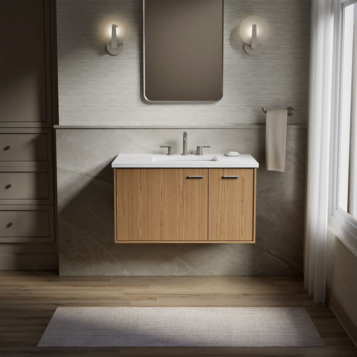 KOHLER K-CM99543-BD1 Jute 36" wall-hung bathroom vanity cabinet with sink and quartz top, walnut flax - view 4