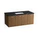 KOHLER K-CM99544-BD15 Jute 48" Wall-hung Bathroom Vanity Cabinet with Sink and Quartz Top, Walnut Flax - 3/4 view of product