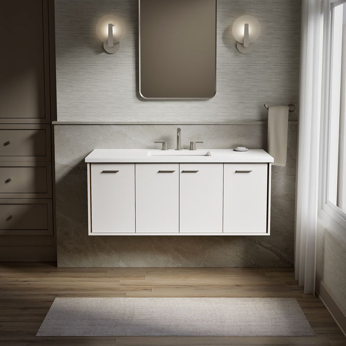 KOHLER K-CM99544-BD1 Jute 48" wall-hung bathroom vanity cabinet with sink and quartz top, linen white - view 4