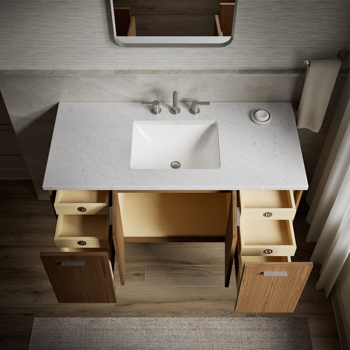 KOHLER K-CM99544-BD1 Jute 48" wall-hung bathroom vanity cabinet with sink and quartz top, walnut flax - view 3