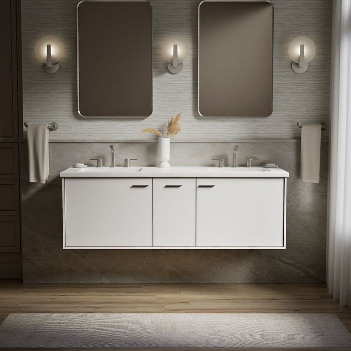 KOHLER K-CM99548-BD1 Jute 60" wall-hung bathroom vanity cabinet with sinks and quartz top, linen white - view 4