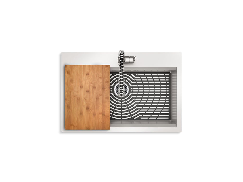 KOHLER K-RC78957-1PC Pro-Inspired 33" Top-/undermount Single-bowl Kitchen Sink Kit, Stainless Steel - 3/4 view of product