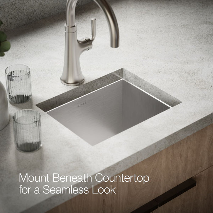 KOHLER K-RH20908-1 Lyric 15" Top-/under-mount Single-bowl Bar Sink, Stainless Steel - image focused on single product story