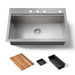 KOHLER K-RH23374-4PC Lyric Workstation 33" Top-/undermount Single-bowl Kitchen Sink, Stainless Steel - 3/4 view of product