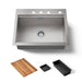 KOHLER K-RH23375-4PC Lyric Workstation 27" Top-/undermount Single-bowl Kitchen Sink, Stainless Steel - 3/4 view of product