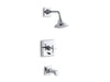 KOHLER K-T13133-3A Pinstripe Rite-Temp bath and shower trim kit with push-button diverter and cross handle, 2.5 gpm,...