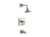 KOHLER K-T13133-3A Pinstripe Rite-Temp bath and shower trim kit with push-button diverter and cross handle, 2.5 gpm,...