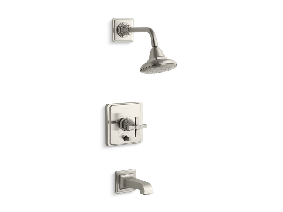 KOHLER K-T13133-3A Pinstripe Rite-Temp bath and shower trim kit with push-button diverter and cross handle, 2.5 gpm,...