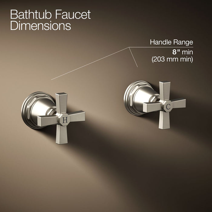 KOHLER K-T13141-3A Pinstripe Deck-mount bath faucet handle trim with Cross design