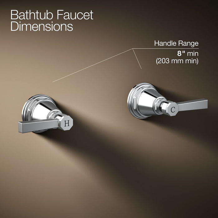 KOHLER K-T13141-4A Pinstripe Deck-mount bath faucet handle trim with Lever design, polished chrome - view 2