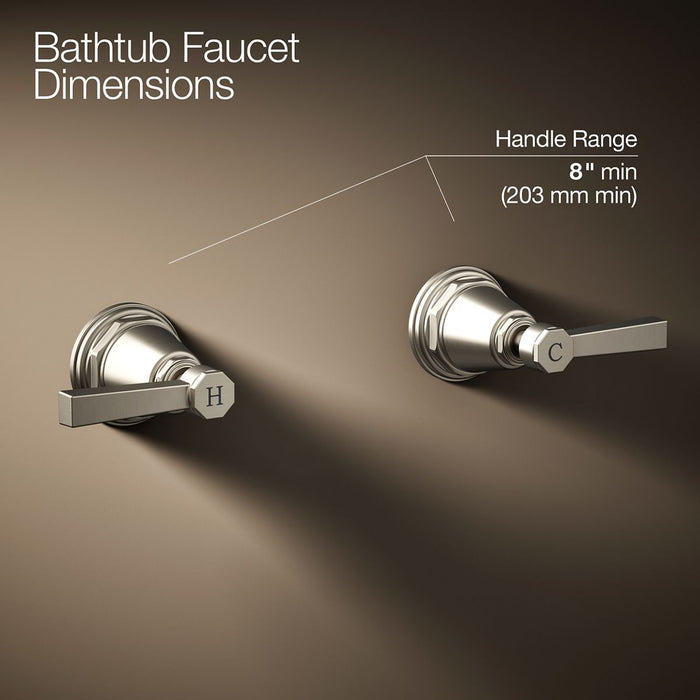 KOHLER K-T13141-4A Pinstripe Deck-mount bath faucet handle trim with Lever design, vibrant brushed nickel - view 2