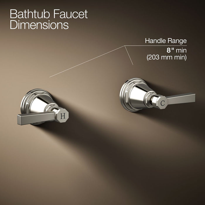 KOHLER K-T13141-4A Pinstripe Deck-mount bath faucet handle trim with Lever design, vibrant polished nickel - view 2