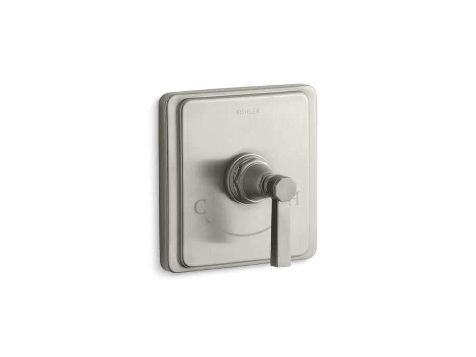 KOHLER K-T13173-4A Pinstripe MasterShower temperature control valve trim with Lever handle, vibrant brushed nickel