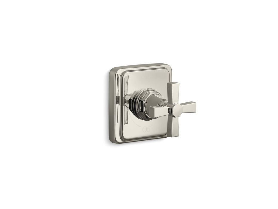 KOHLER K-T13174-3A Pinstripe MasterShower volume control valve trim with cross handle, vibrant polished nickel