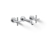KOHLER K-T14413-3 Purist Wall-mount bathroom sink faucet trim with Cross handles, 1.2 gpm, polished chrome