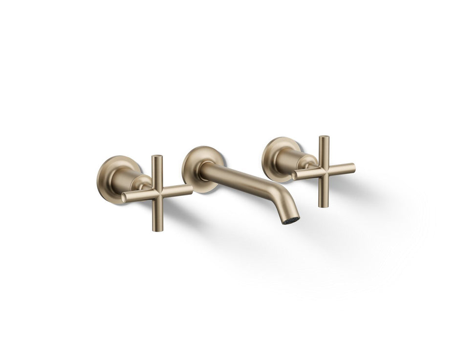 KOHLER K-T14413-3 Purist Wall-mount bathroom sink faucet trim with Cross handles, 1.2 gpm, vibrant brushed bronze