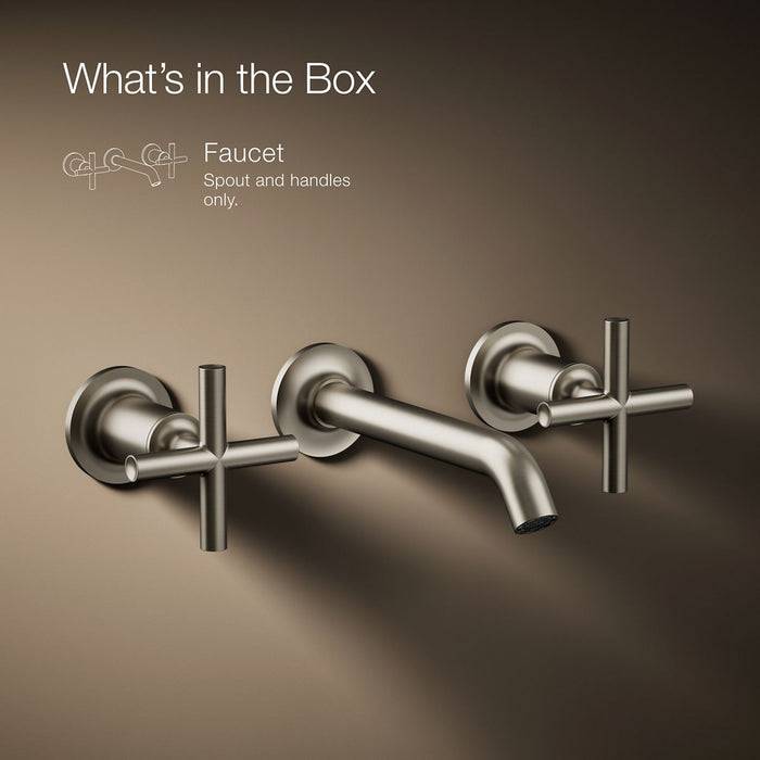 KOHLER K-T14413-3 Purist Wall-mount bathroom sink faucet trim with Cross handles, 1.2 gpm