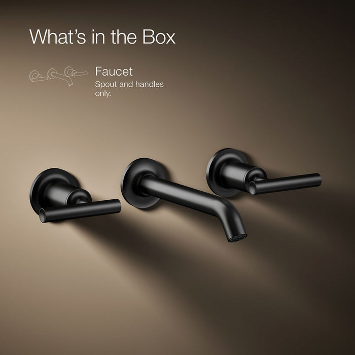 KOHLER K-T14413-4 Purist Wall-mount bathroom sink faucet trim with Lever handles, 1.2 gpm, matte black - view 5