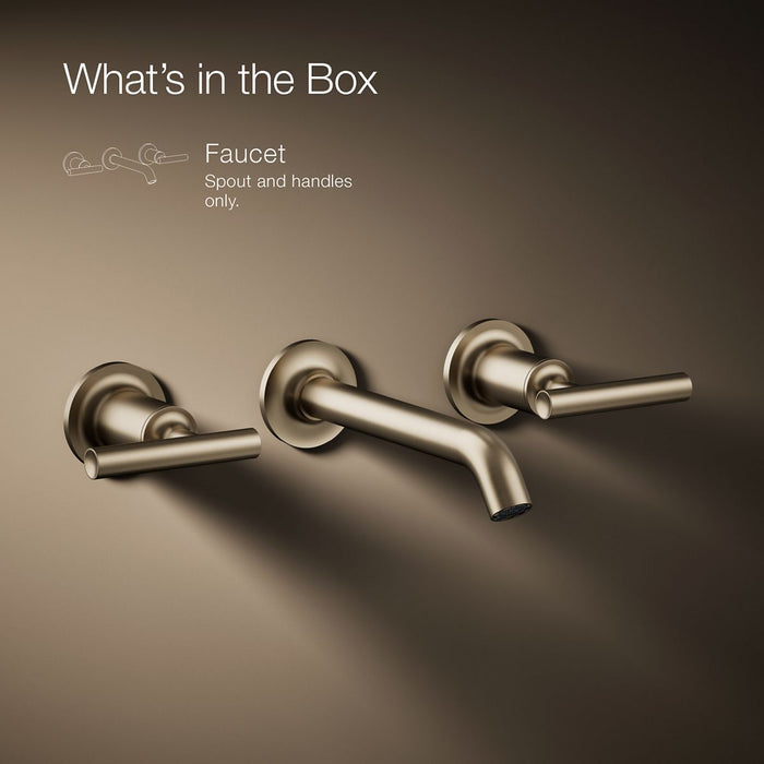 KOHLER K-T14413-4 Purist Wall-mount bathroom sink faucet trim with Lever handles, 1.2 gpm, vibrant brushed bronze - view 5