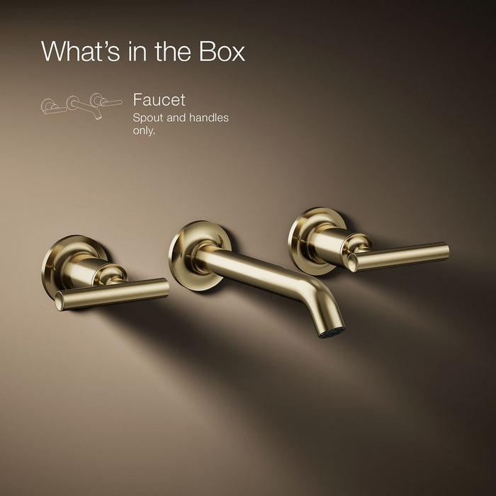 KOHLER K-T14413-4 Purist Wall-mount bathroom sink faucet trim with Lever handles, 1.2 gpm, vibrant french gold - view 5