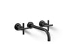 KOHLER K-T14414-3 Purist Wall-mount bathroom sink faucet trim with Cross handles, 1.2 gpm, matte black