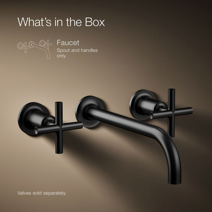 KOHLER K-T14414-3 Purist Wall-mount bathroom sink faucet trim with Cross handles, 1.2 gpm, matte black - view 5