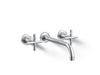 KOHLER K-T14414-3 Purist Wall-mount bathroom sink faucet trim with Cross handles, 1.2 gpm, polished chrome