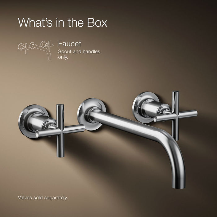 KOHLER K-T14414-3 Purist Wall-mount bathroom sink faucet trim with Cross handles, 1.2 gpm, polished chrome - view 5
