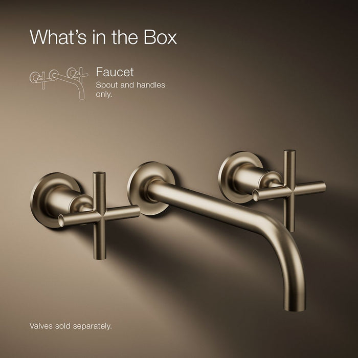 KOHLER K-T14414-3 Purist Wall-mount bathroom sink faucet trim with Cross handles, 1.2 gpm