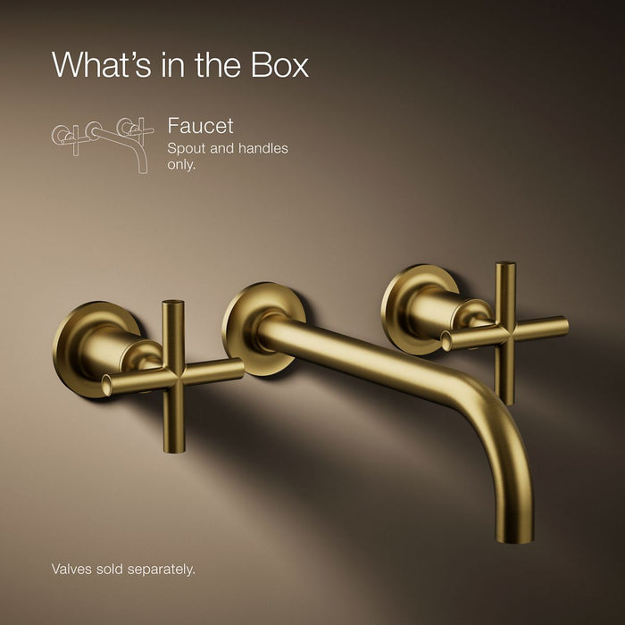 KOHLER K-T14414-3 Purist Wall-mount bathroom sink faucet trim with Cross handles, 1.2 gpm